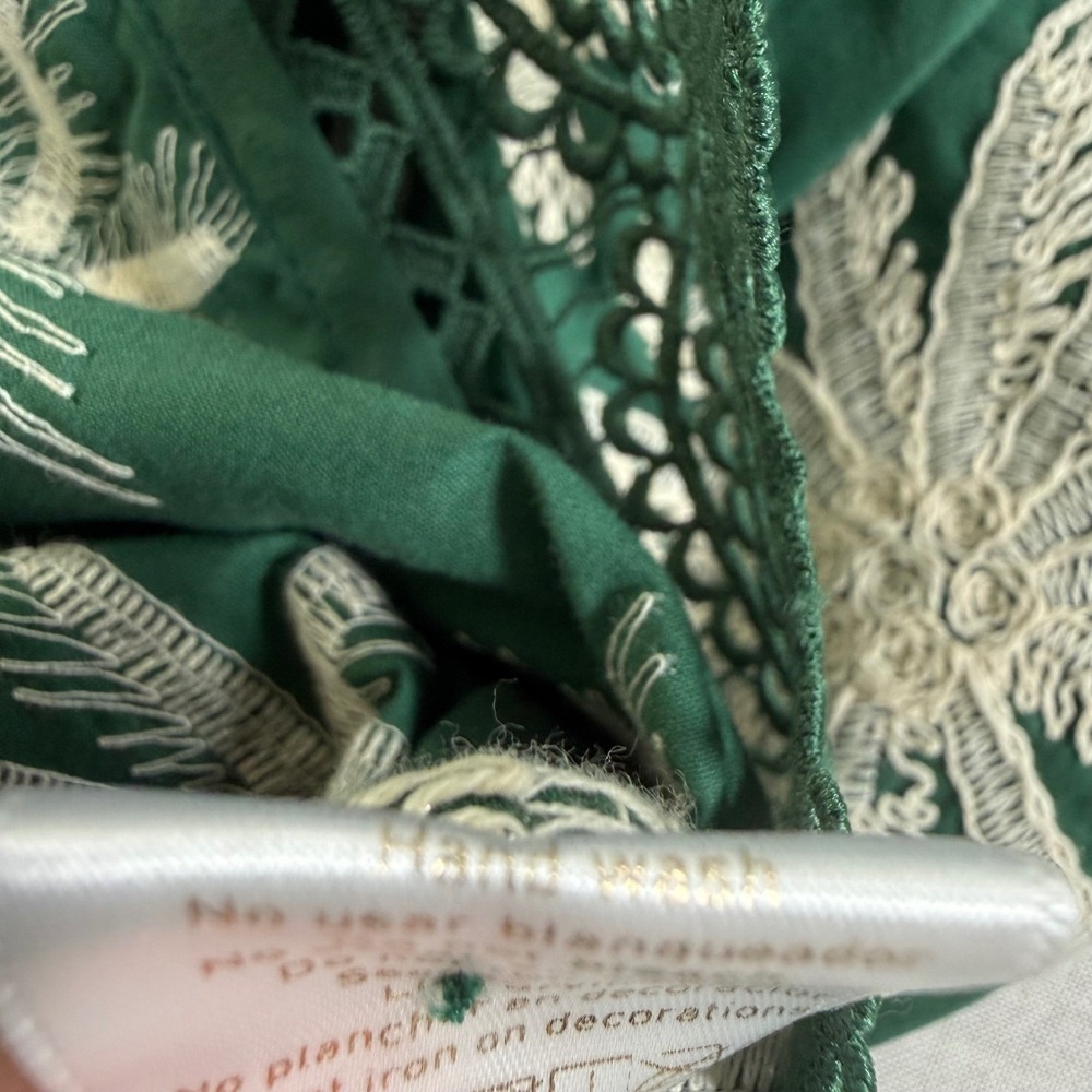 WAIMARI Tayrona Palm Tree Embroidered Cotton Lace Jacket Green Small Resort Chic - Picture 10 of 13